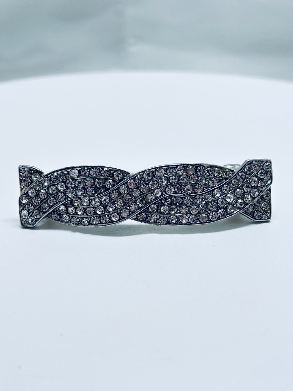 Silver And Crystal Hair Barrette Clip